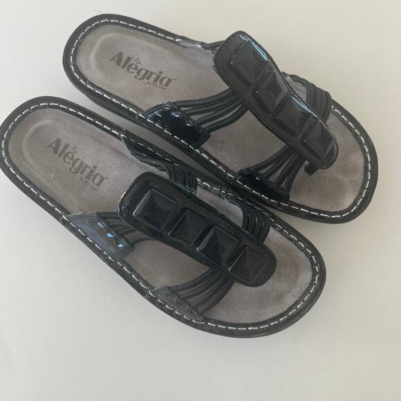 Alegria PIS-101 'Pisa' Black Patent Sandal SZ 37 Comfort Strappy - Picture 8 of 8